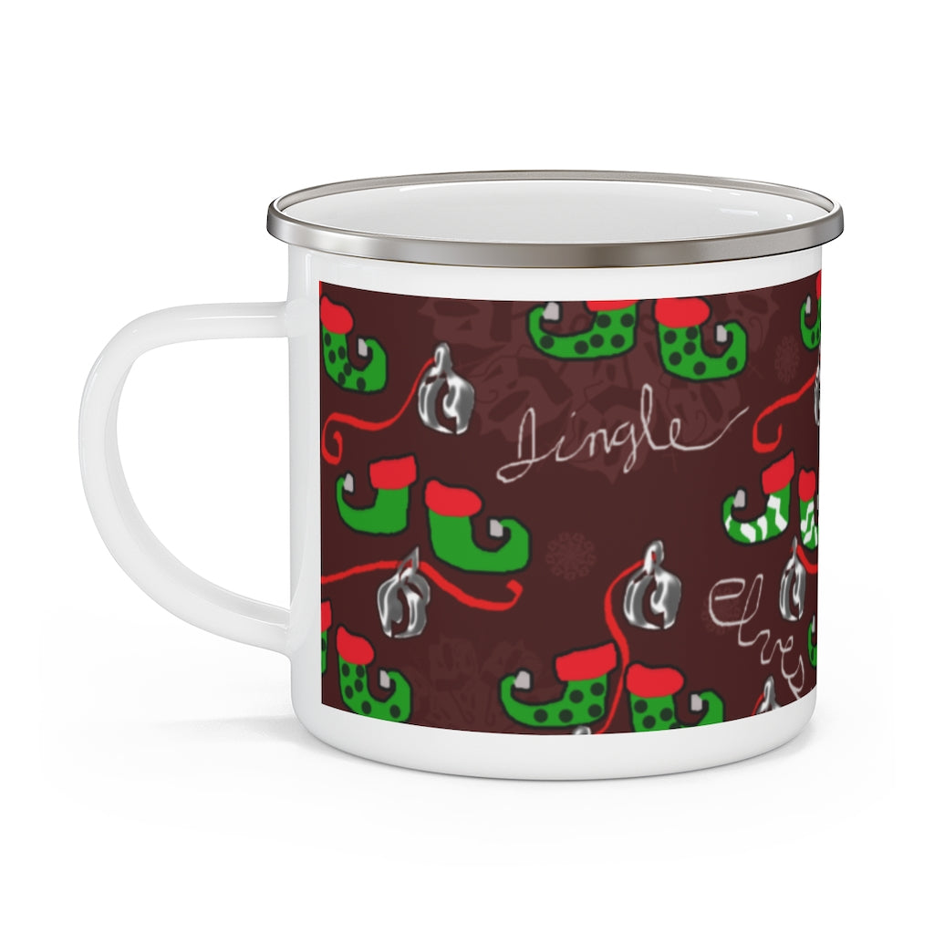 Elves Jingle Enamel Camping Mug