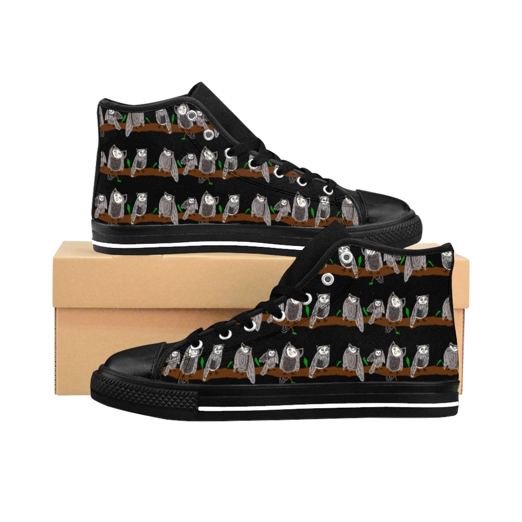 Cute Owl Pattern Women's High-top Sneakers