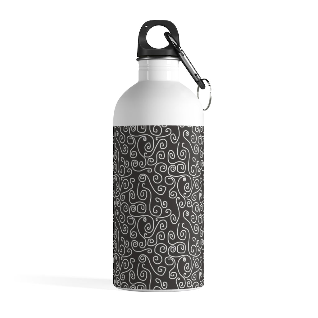 White Swirls On Gray Stainless Steel Water Bottle