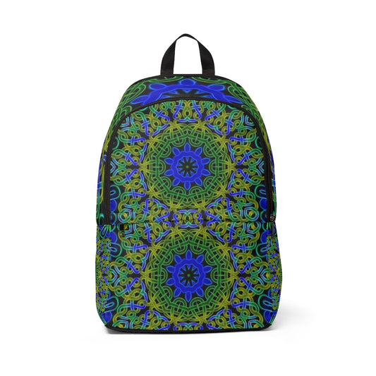 Blue Green Celtic Kaleidoscope Unisex Fabric Backpack