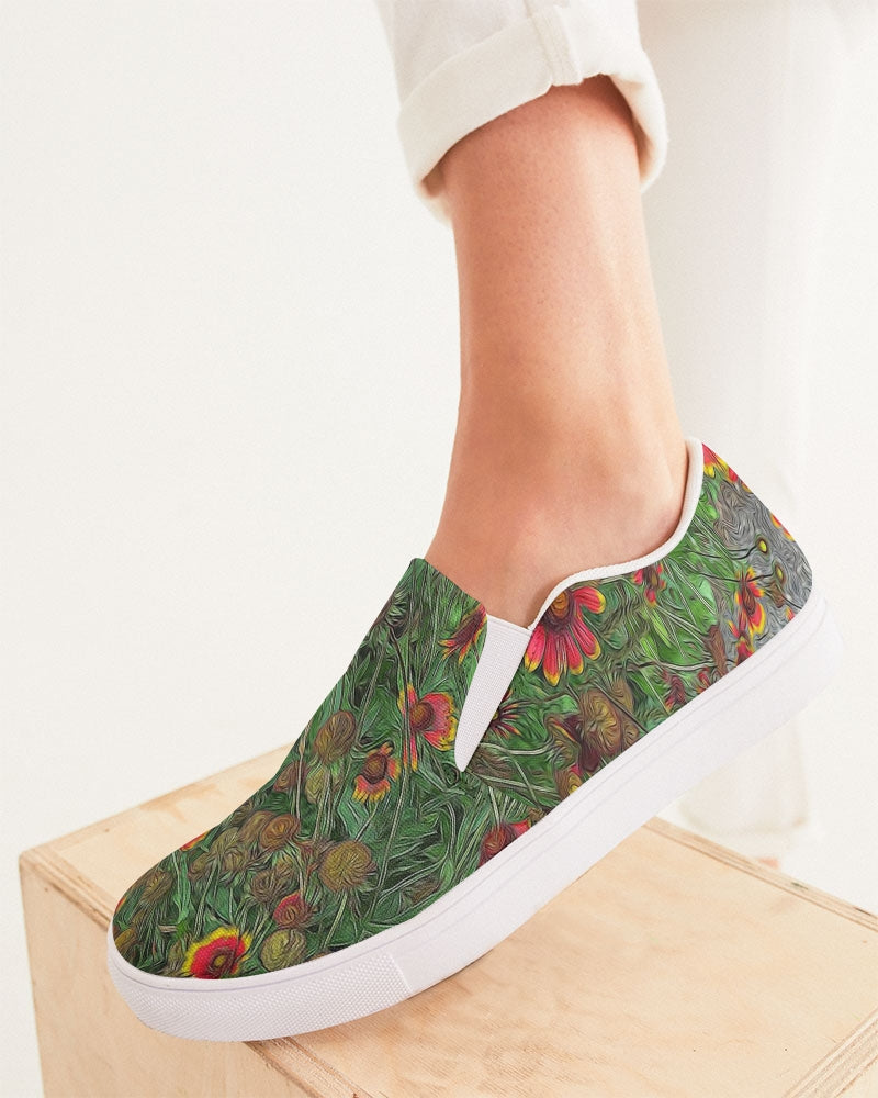 Orange Flower Garden Women's Slip-On Canvas Shoe