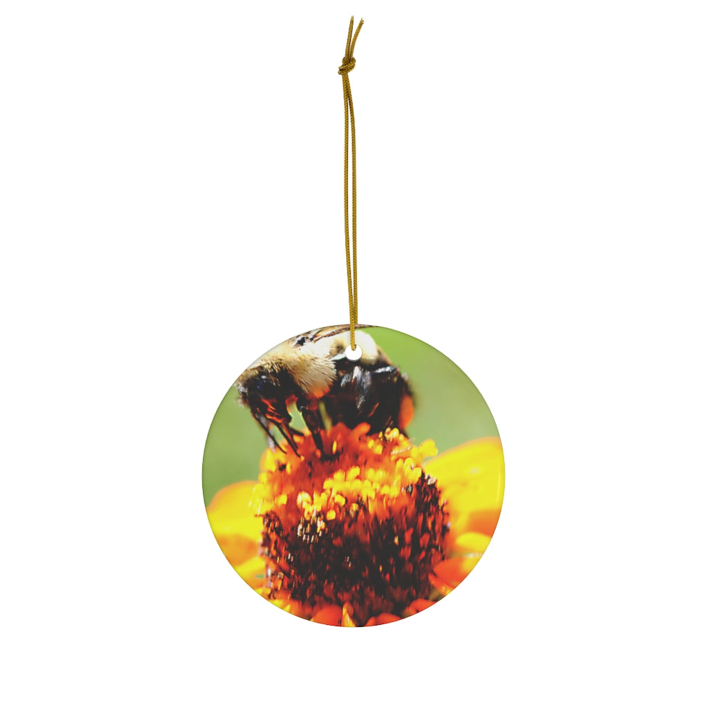 Bee on a Flower Ceramic Ornament