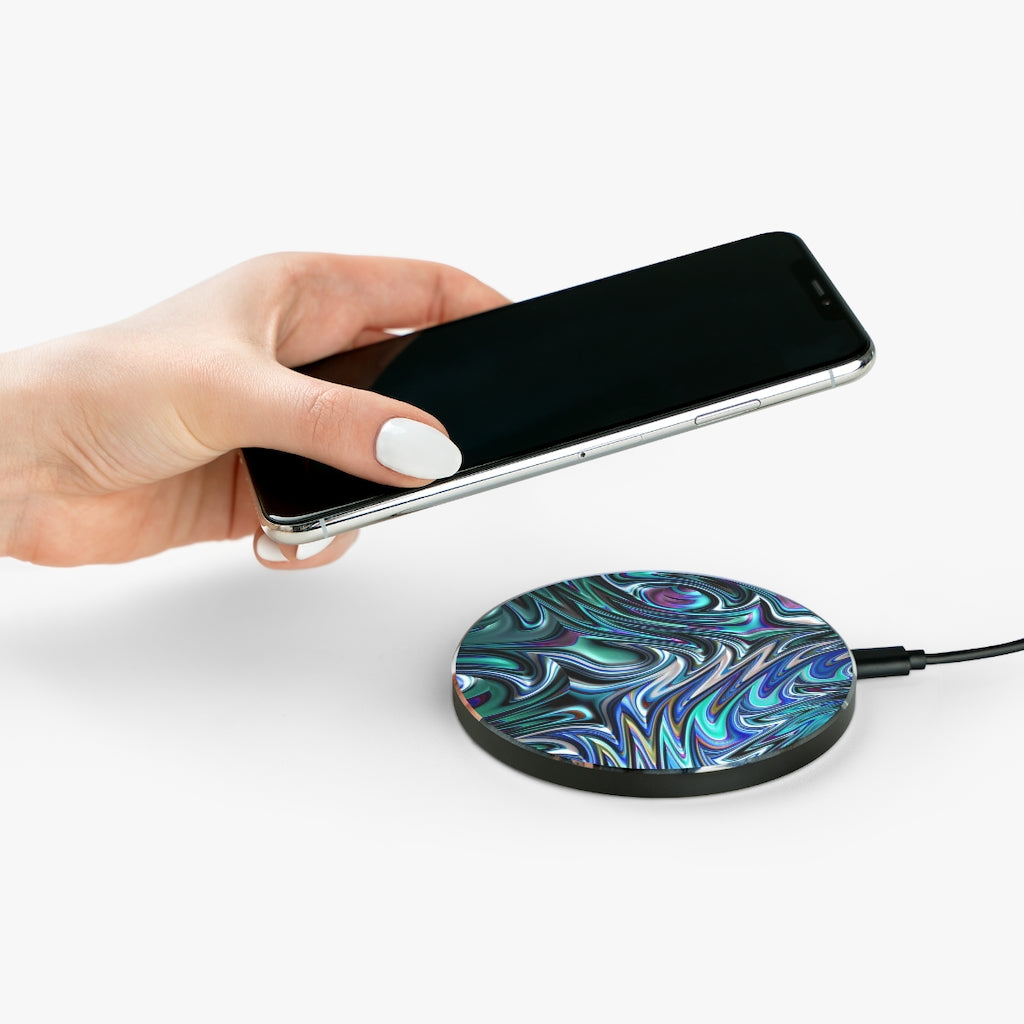 Blue Swirl Fractal Wireless Charger