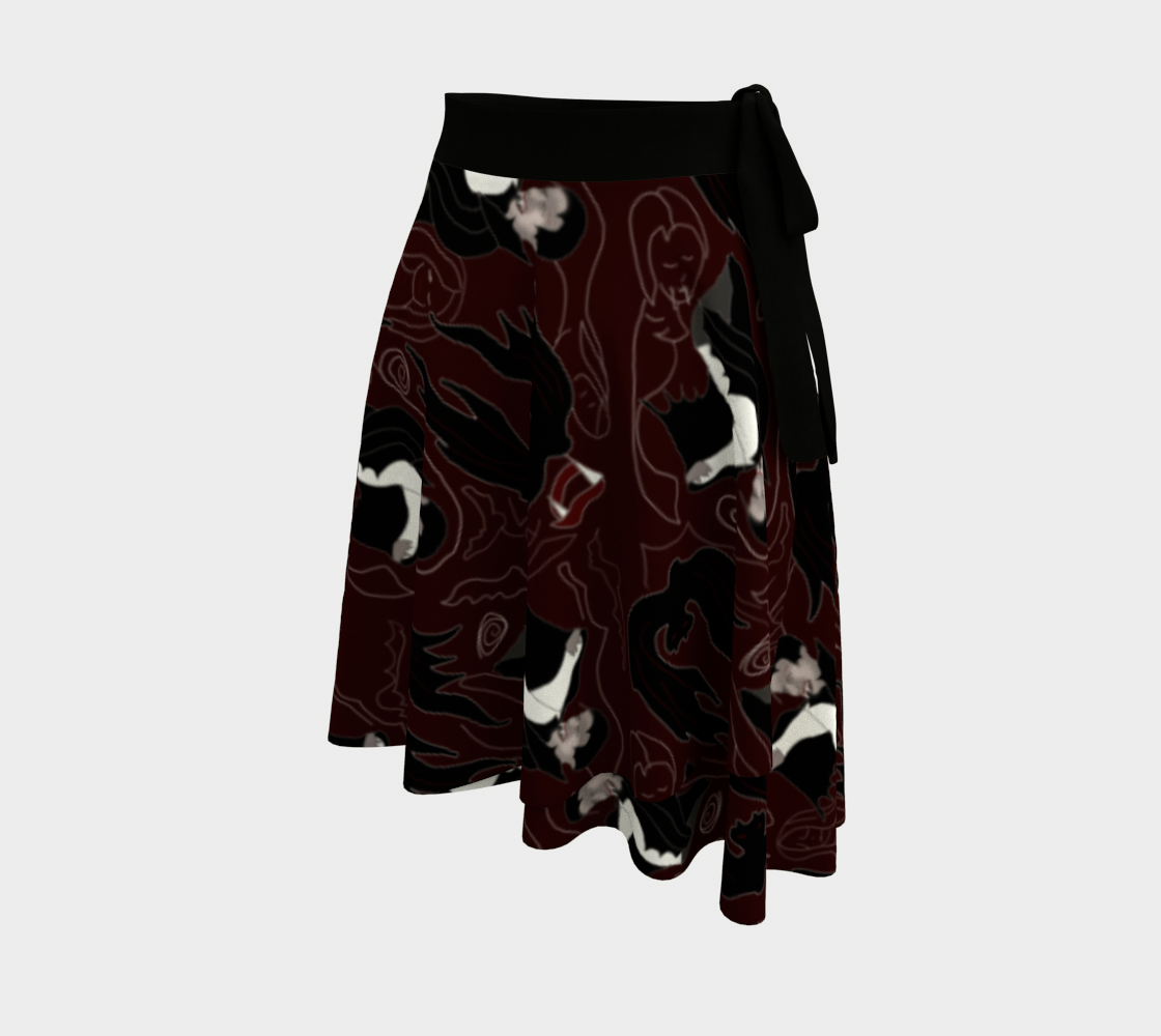 Vampire Pattern Wrap Skirt