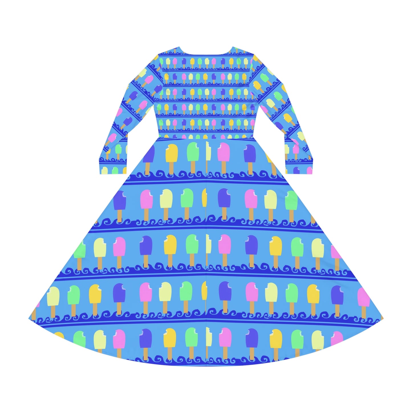 Ice Cream Bar Pattern Women's Long Sleeve Dance Dress