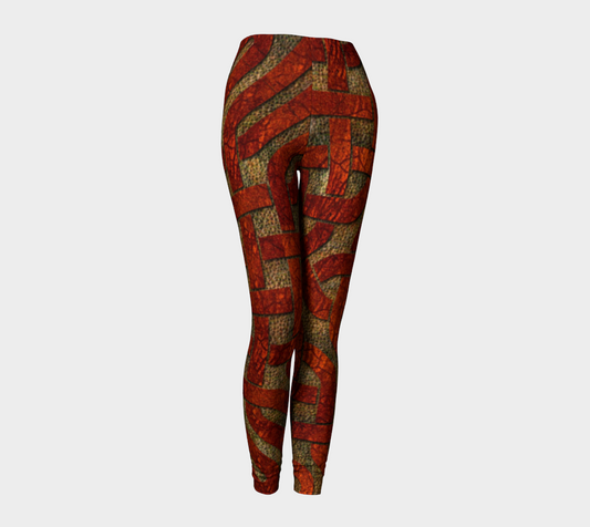 Red Leather Look Celtic Knot Leggings