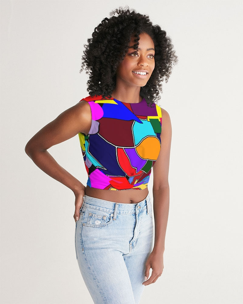 Crazy Color Abstract Women's Twist-Front Tank