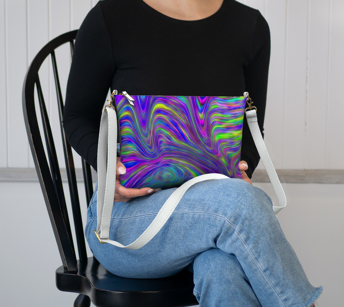 Abstract With Blue Vegan Crossbody Purse