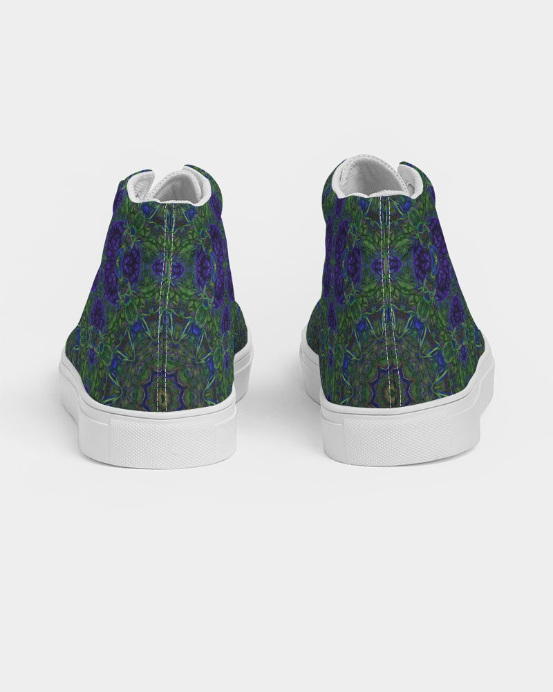 blue Green Ribbon Kaleidoscope Women's Hightop Canvas Shoe
