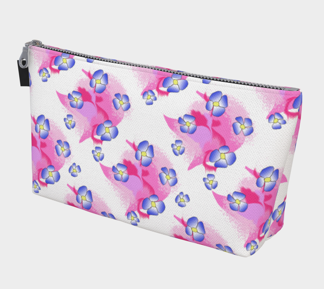 Blue Flowers on Pink Makeup bag