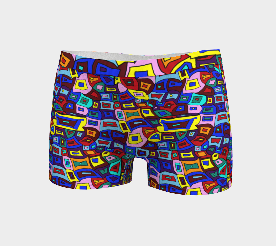 Wavy Squares Pattern Mini Shorts