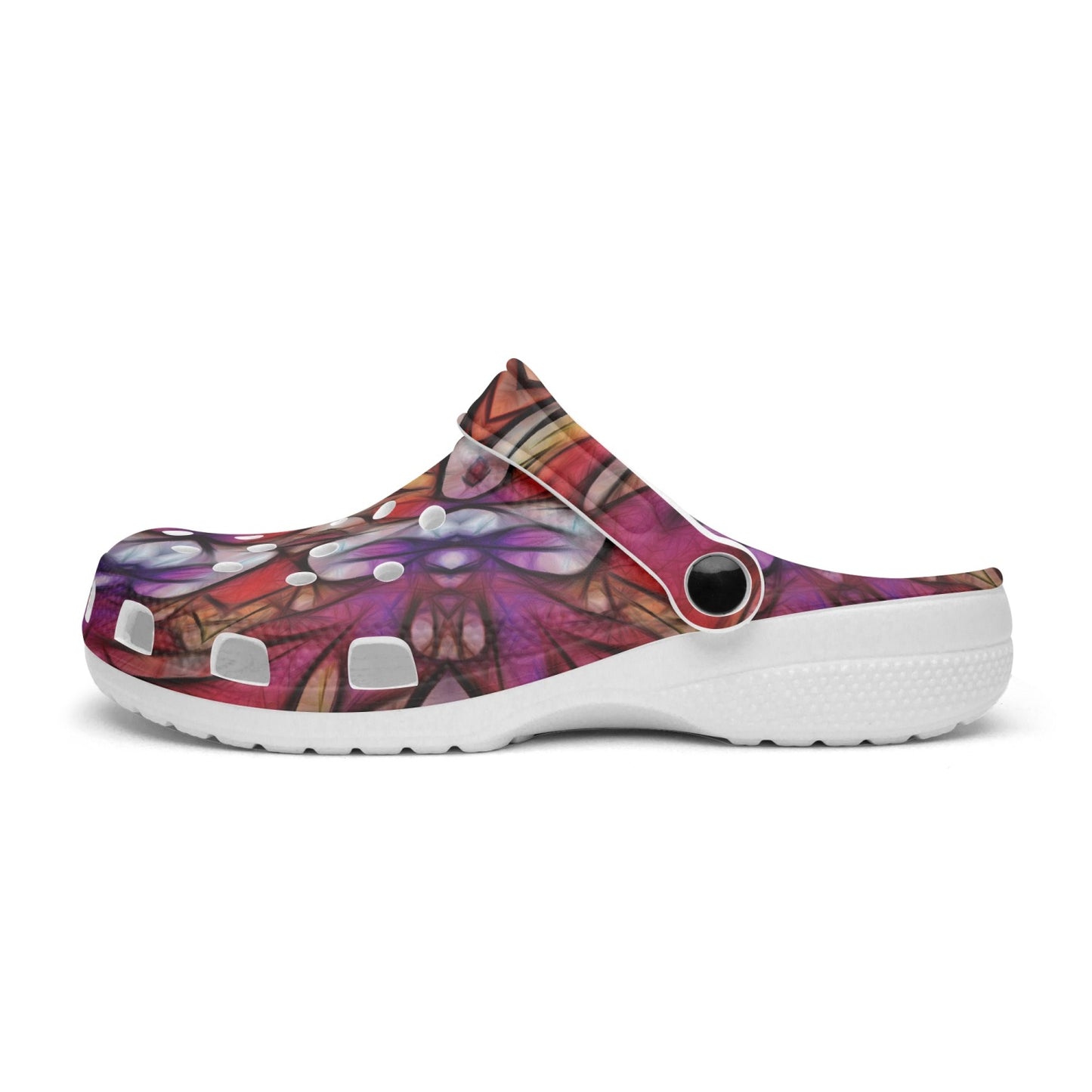 Red Orange Purple Kaleidoscope 413. All Over Printed Clogs