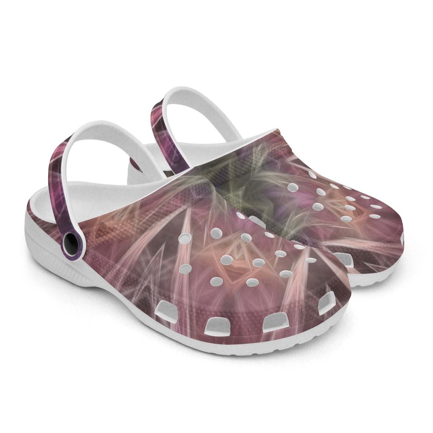 Pink Purple Kaleidoscope 413. All Over Printed Clogs