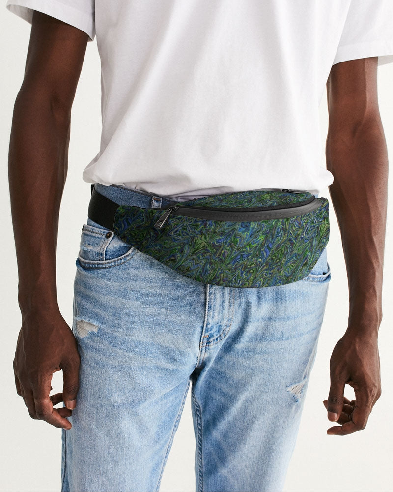 Blue Green Liquid Marbling Crossbody Sling Bag