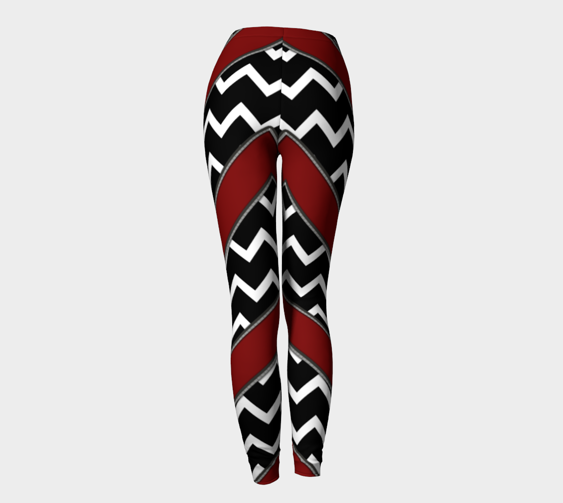 Black White Red Chevrons Leggings