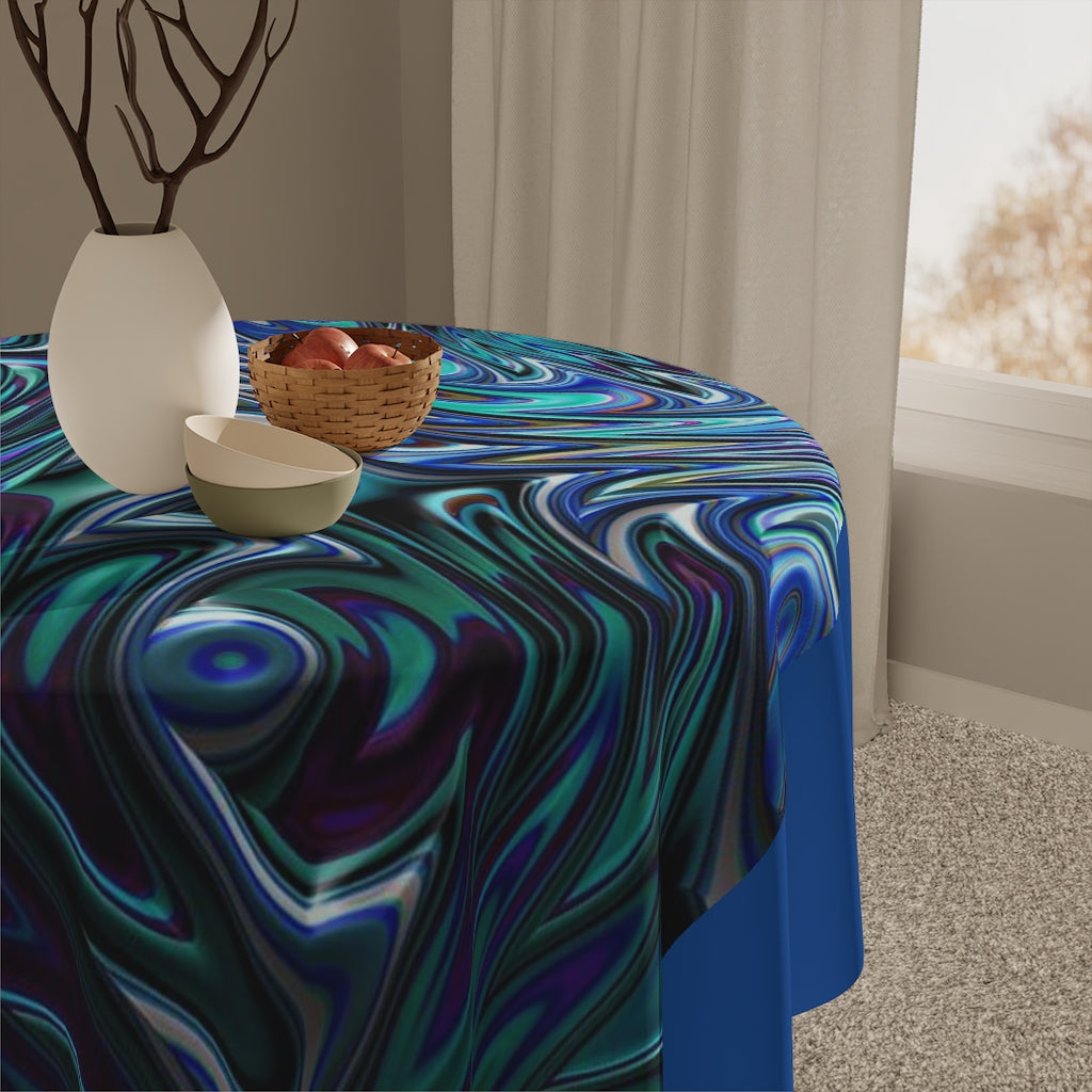 Blue Swirl Fractal Table Cloth