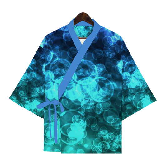 Blue Ocean Bokeh Custom Unisex Loose fit Cardigan Jacket Japanese Style Kimono