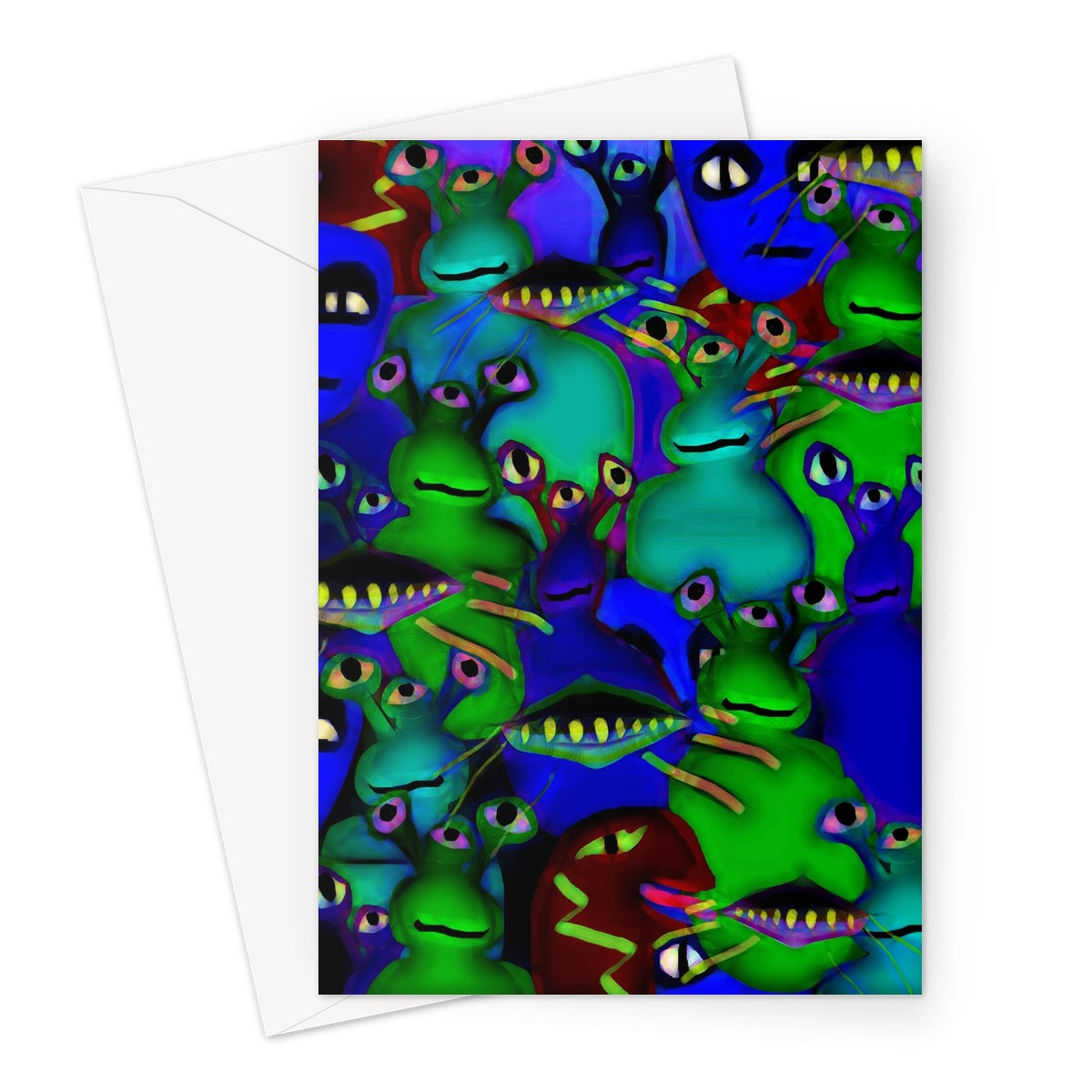 Aliens Collage Greeting Card