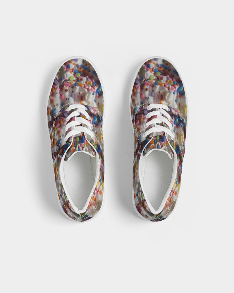 Rainbow Sprinkles On Whipped Cream Women's Lace Up Canvas Shoe