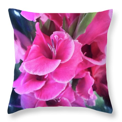 Dark Pink Gladiolas - Throw Pillow