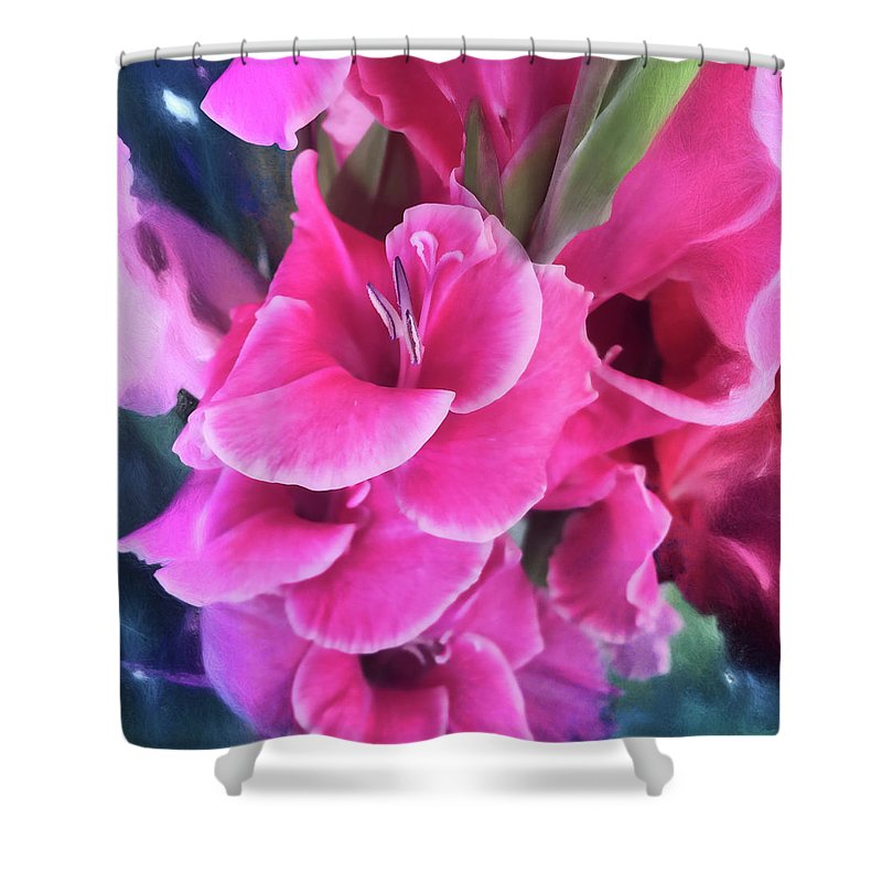 Dark Pink Gladiolas - Shower Curtain