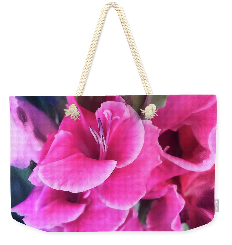 Dark Pink Gladiolas - Weekender Tote Bag