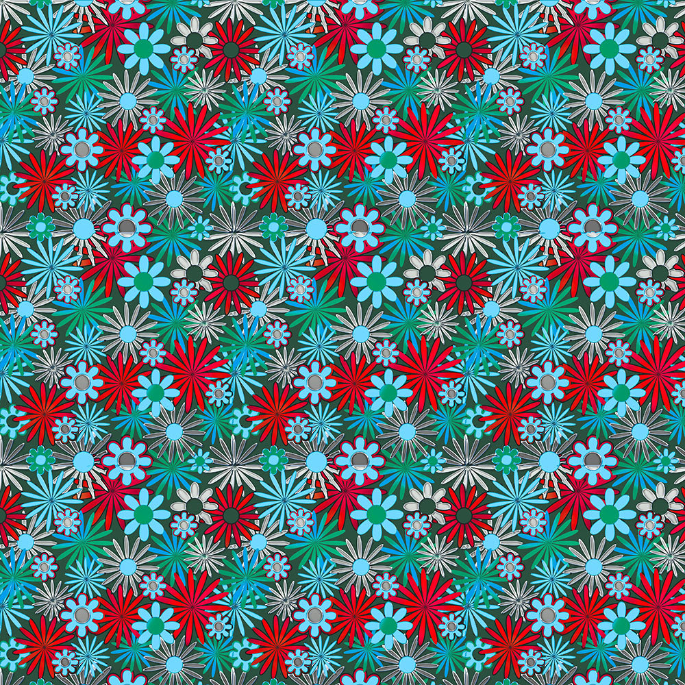 Red and Blue Daisies Digital Image Download