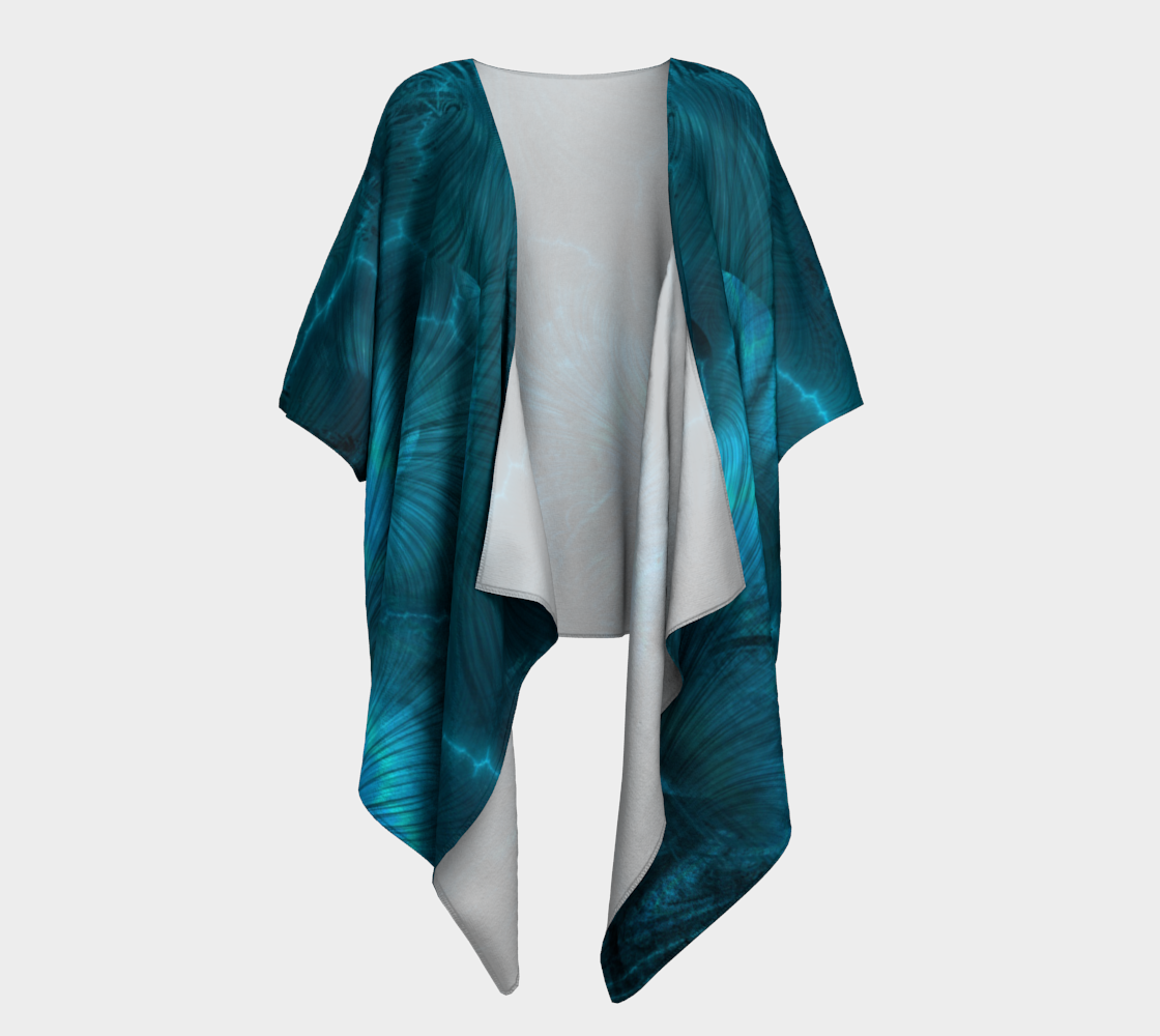 Blue Metallic Fractal Draped Kimono