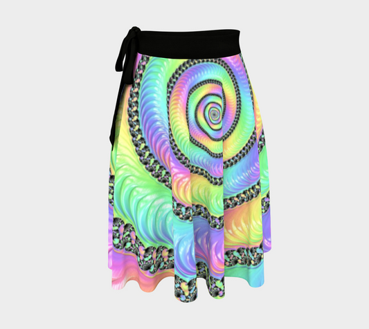 Pastel Rainbow Shell Fractal Wrap Skirt