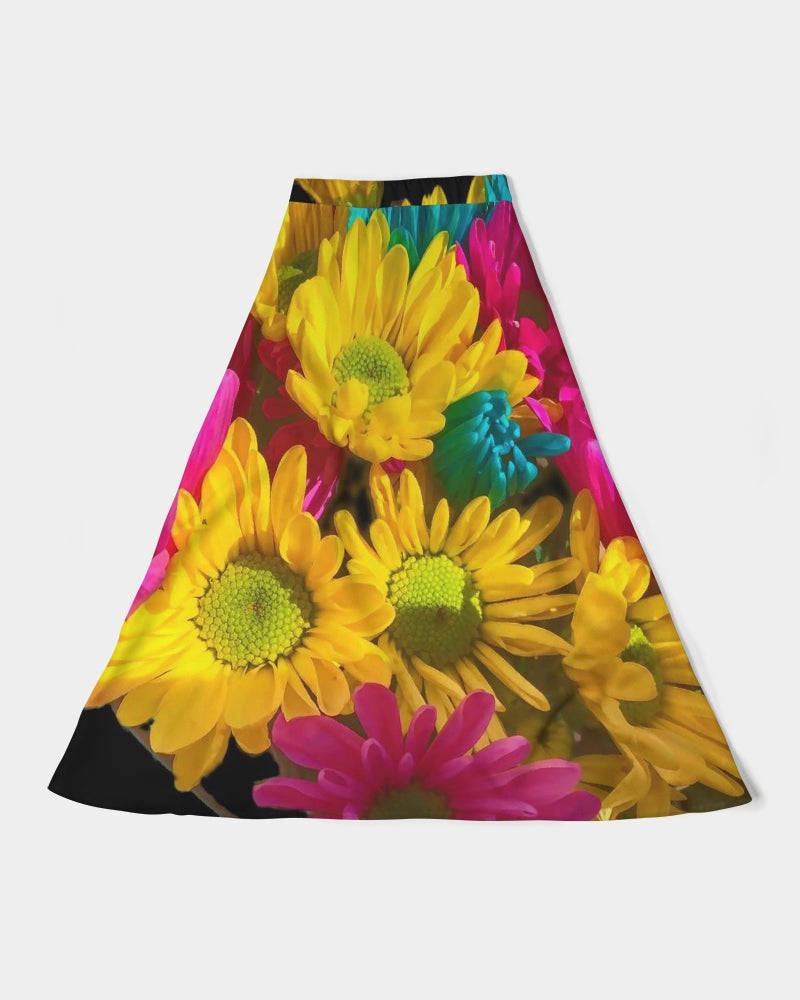 Bright Spring Daisies Women's A-Line Midi Skirt