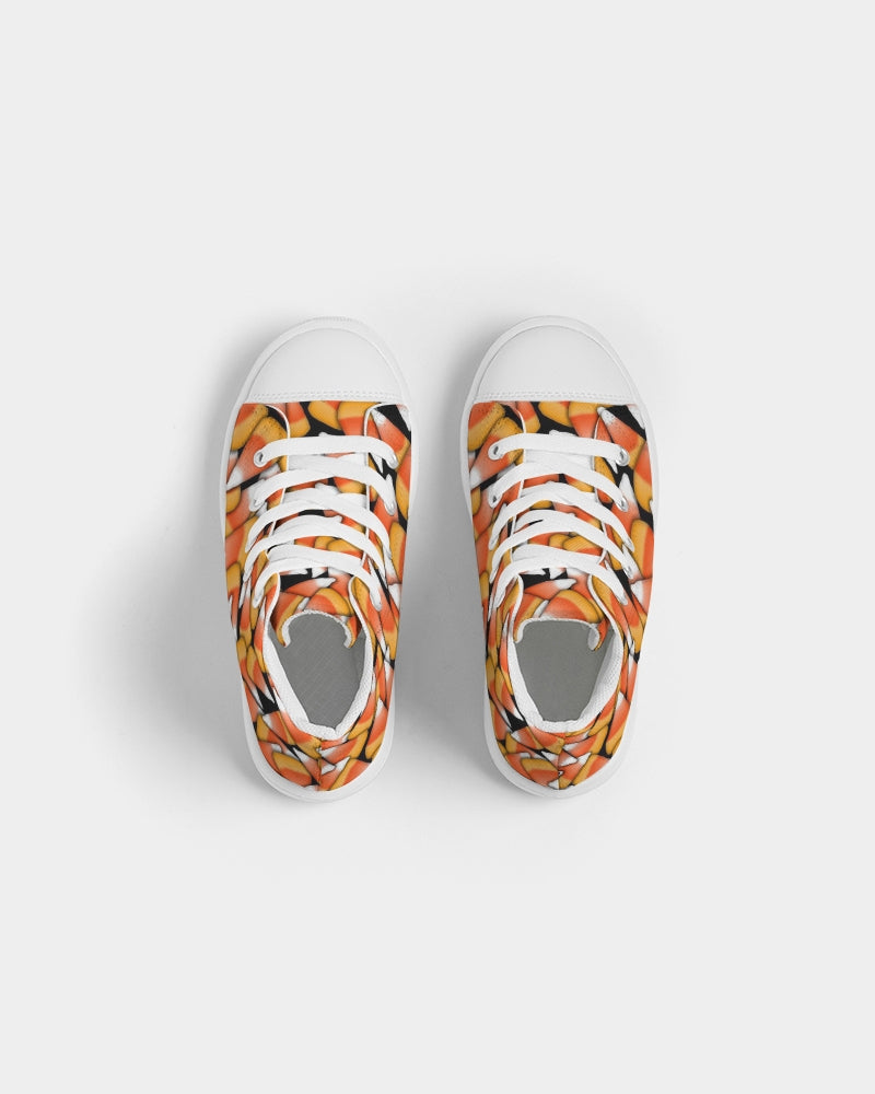 Candy Corn Pattern Kids Hightop Canvas Shoe