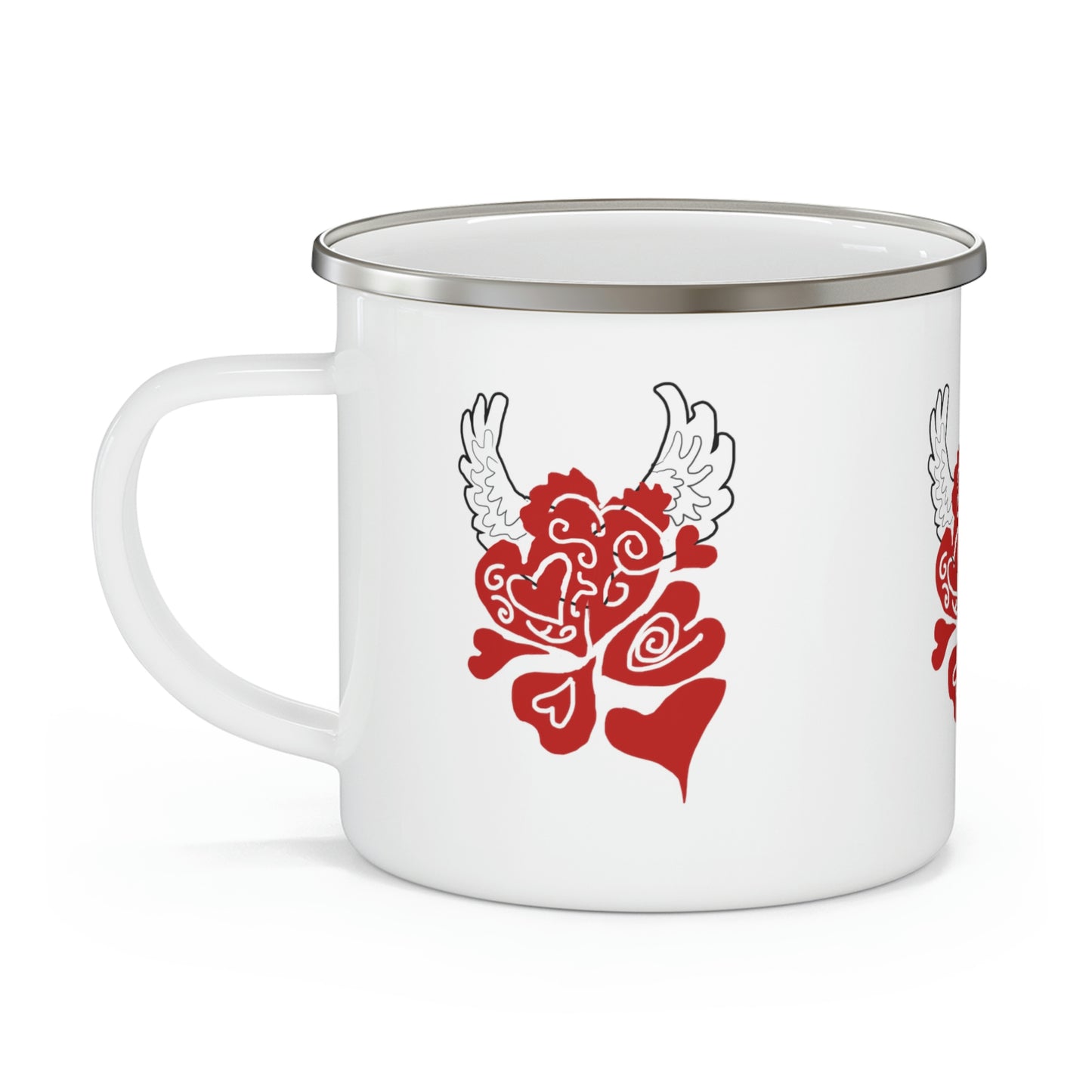 Hearts and Wings Enamel Camping Mug