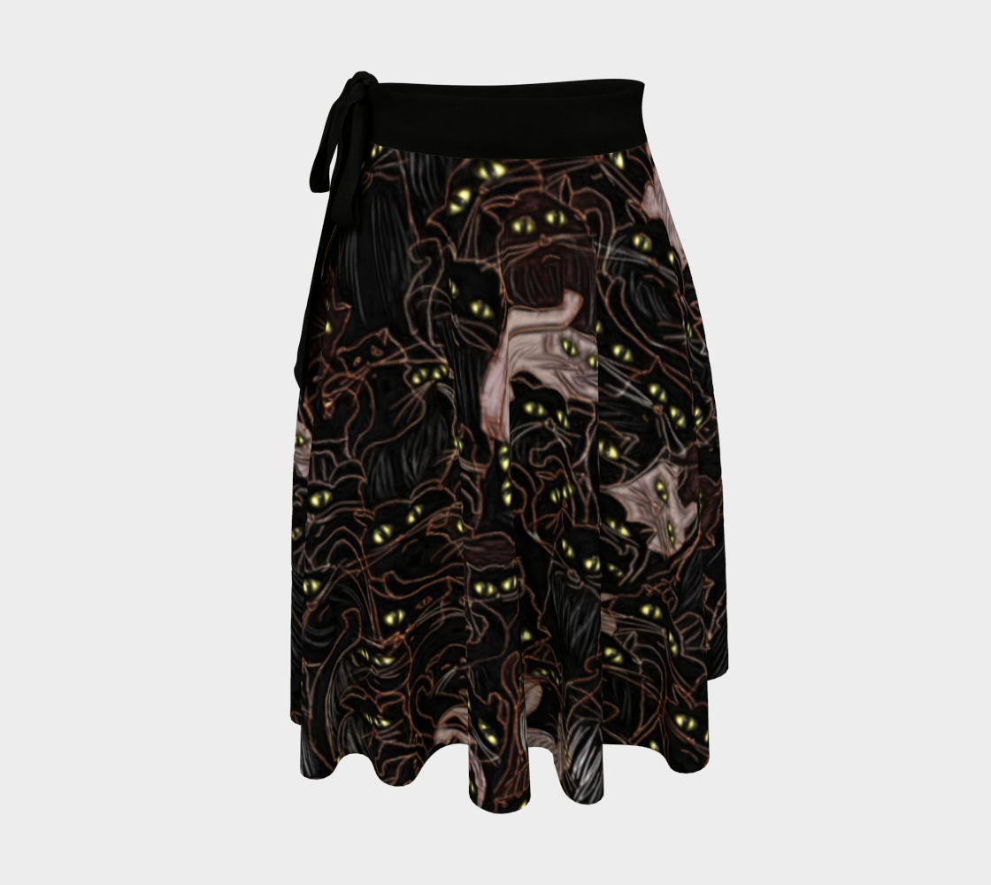 Black Cats Wrap Skirt