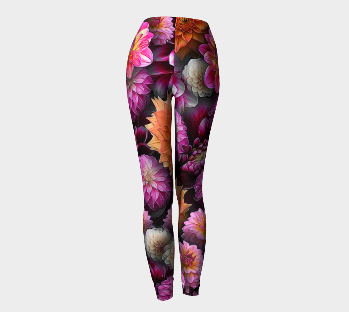 Pink Dahlias Collage Leggings