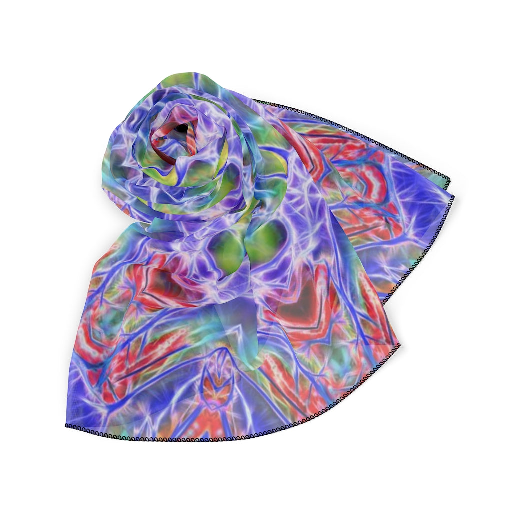 Blue Red Kaleidoscope Poly Scarf