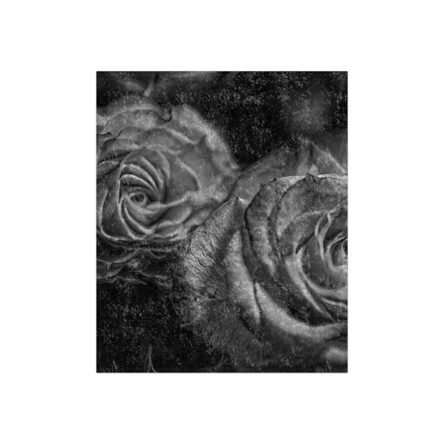 Black and White Tea Roses Crushed Velvet Blanket