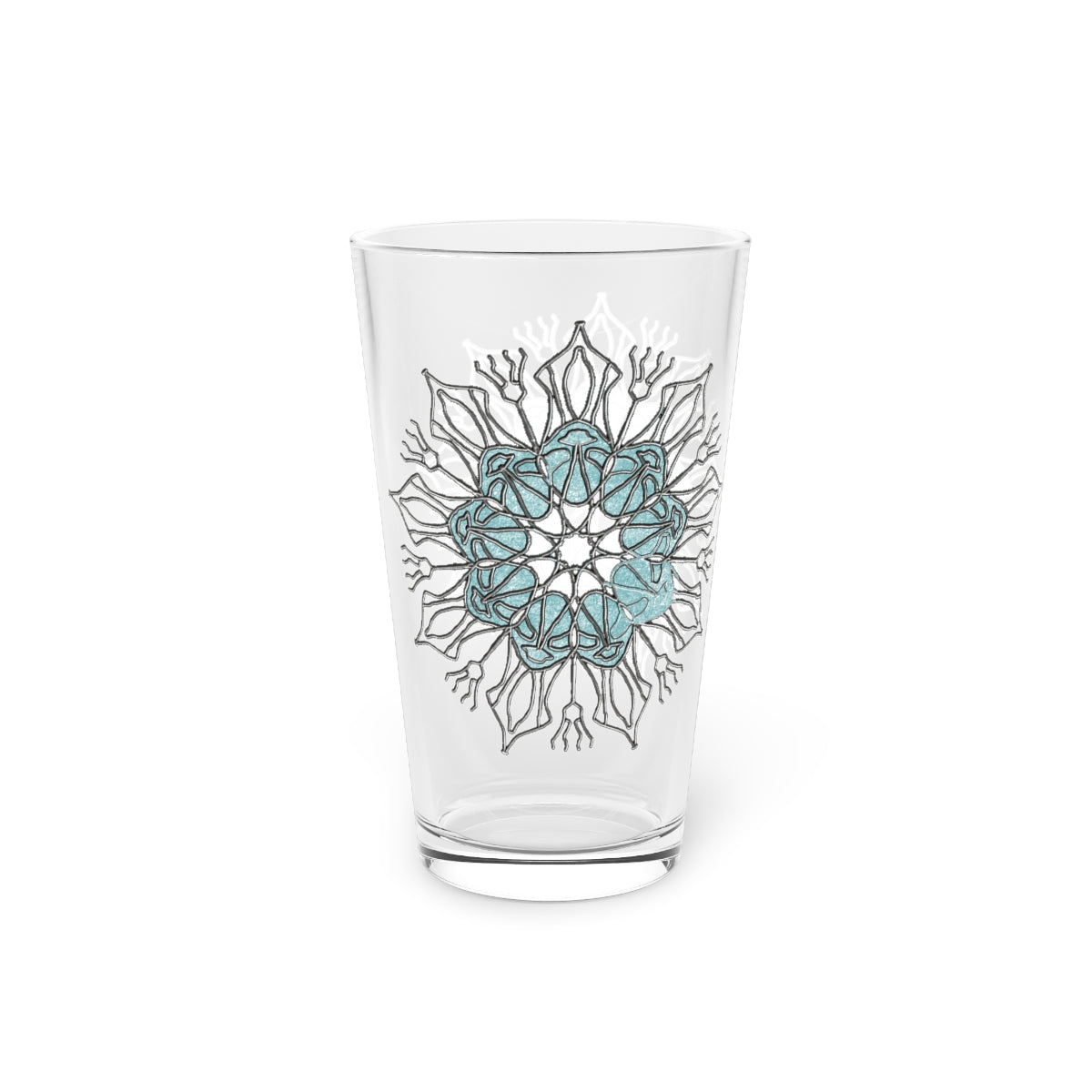 Blue and Silver Snowflake Pint Glass, 16oz