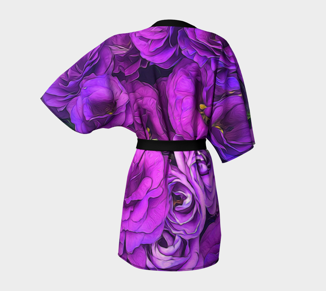 Purple Lisianthus Flowers Kimono Robe