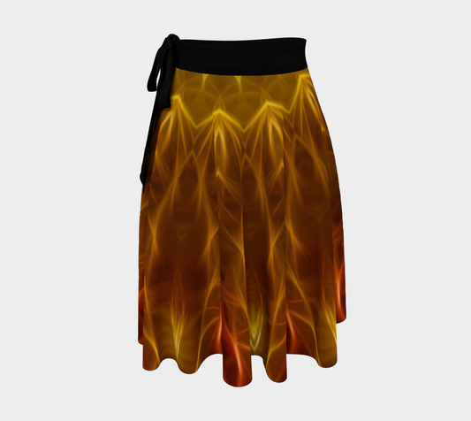 Gold Red Abstract Wrap Skirt