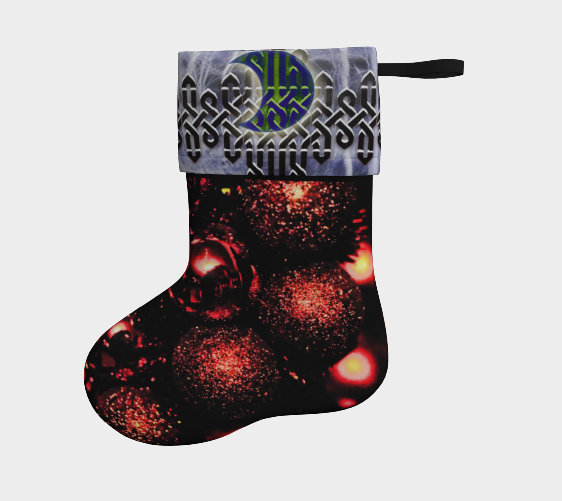 Celtic Moon Red Baubles Holiday Stocking