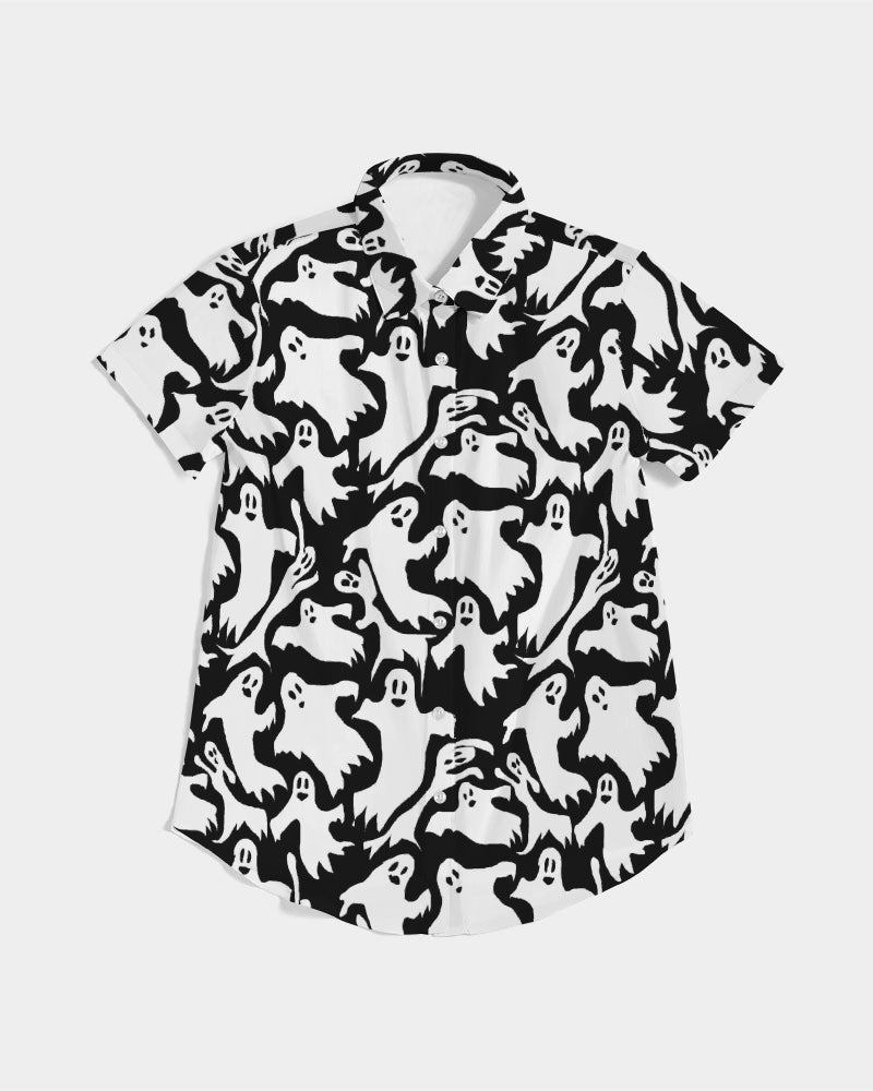 Ghosts Pattern Women's Short Sleeve Button Up