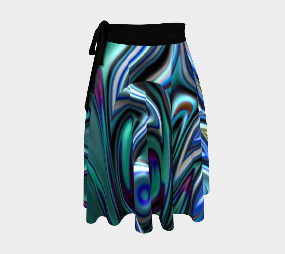 Blue Fractal Swirl Wrap Skirt
