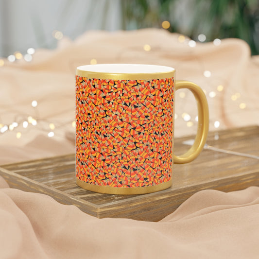 Fall Candy Corn Metallic Mug (Silver / Gold)