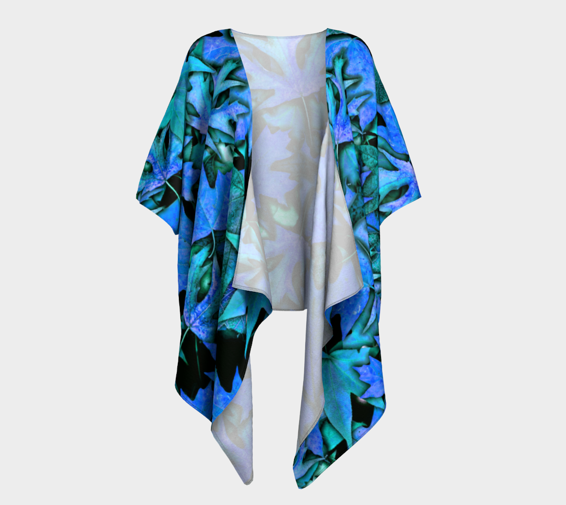 Blue Fall leaves Draped Kimono