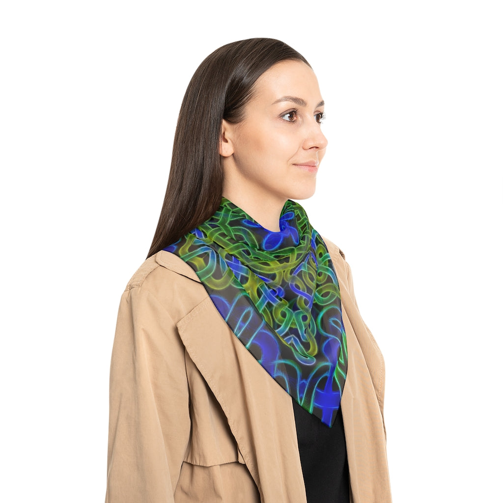 Blue Green Celtic Kaleidoscope Poly Scarf