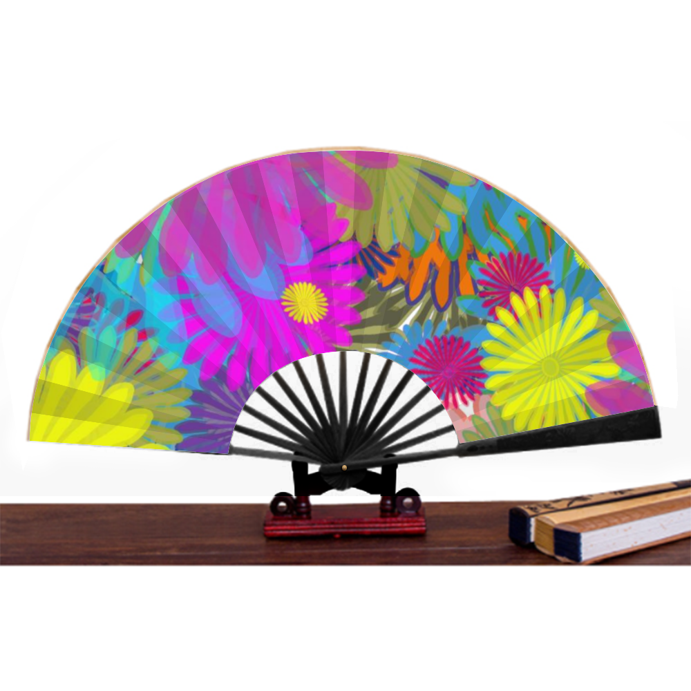 Daisy Festival Double-side Custom Spun Silk Fan Retro Hand-held Folding Fan