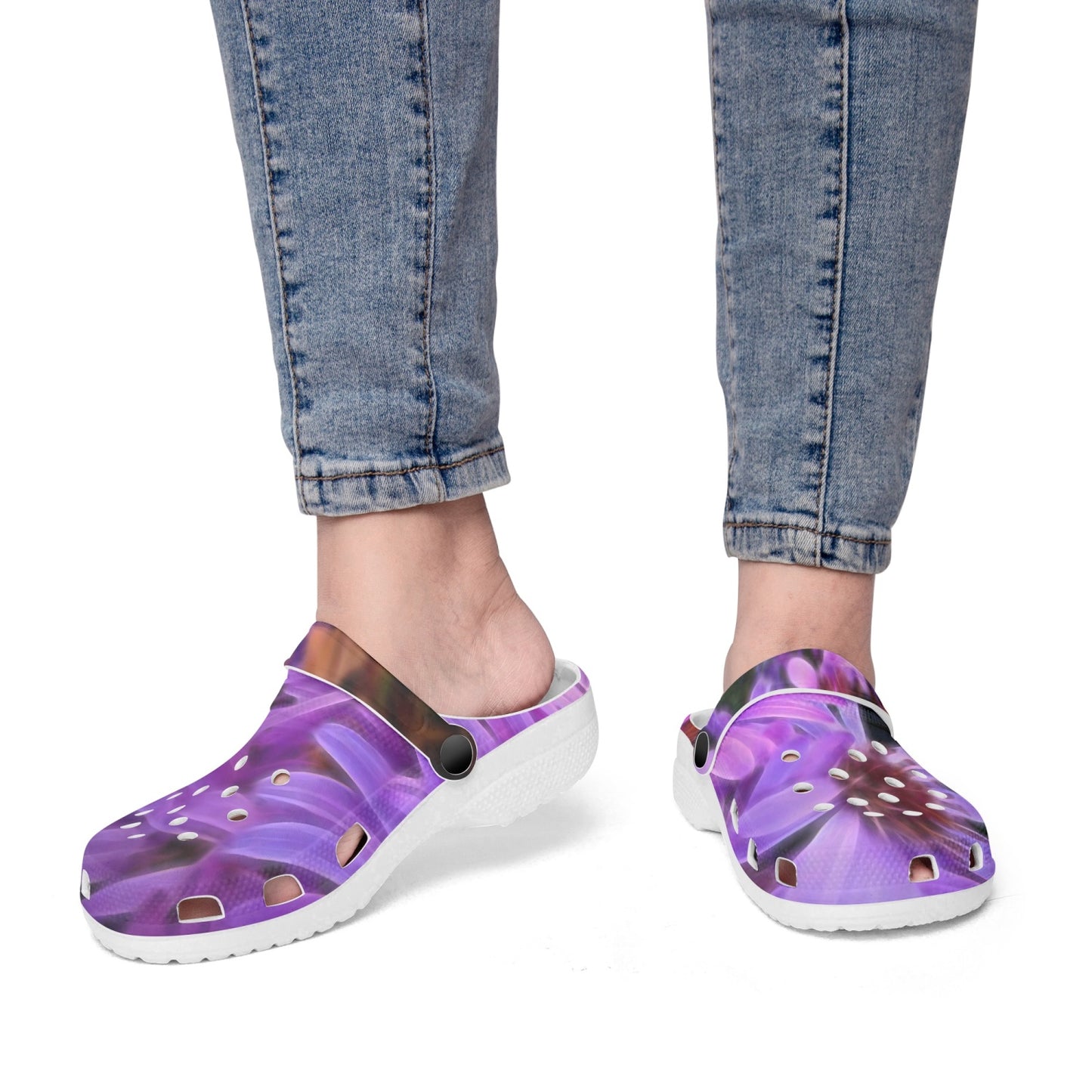 Pink Garden Flowers 413. All Over Printed Clogs