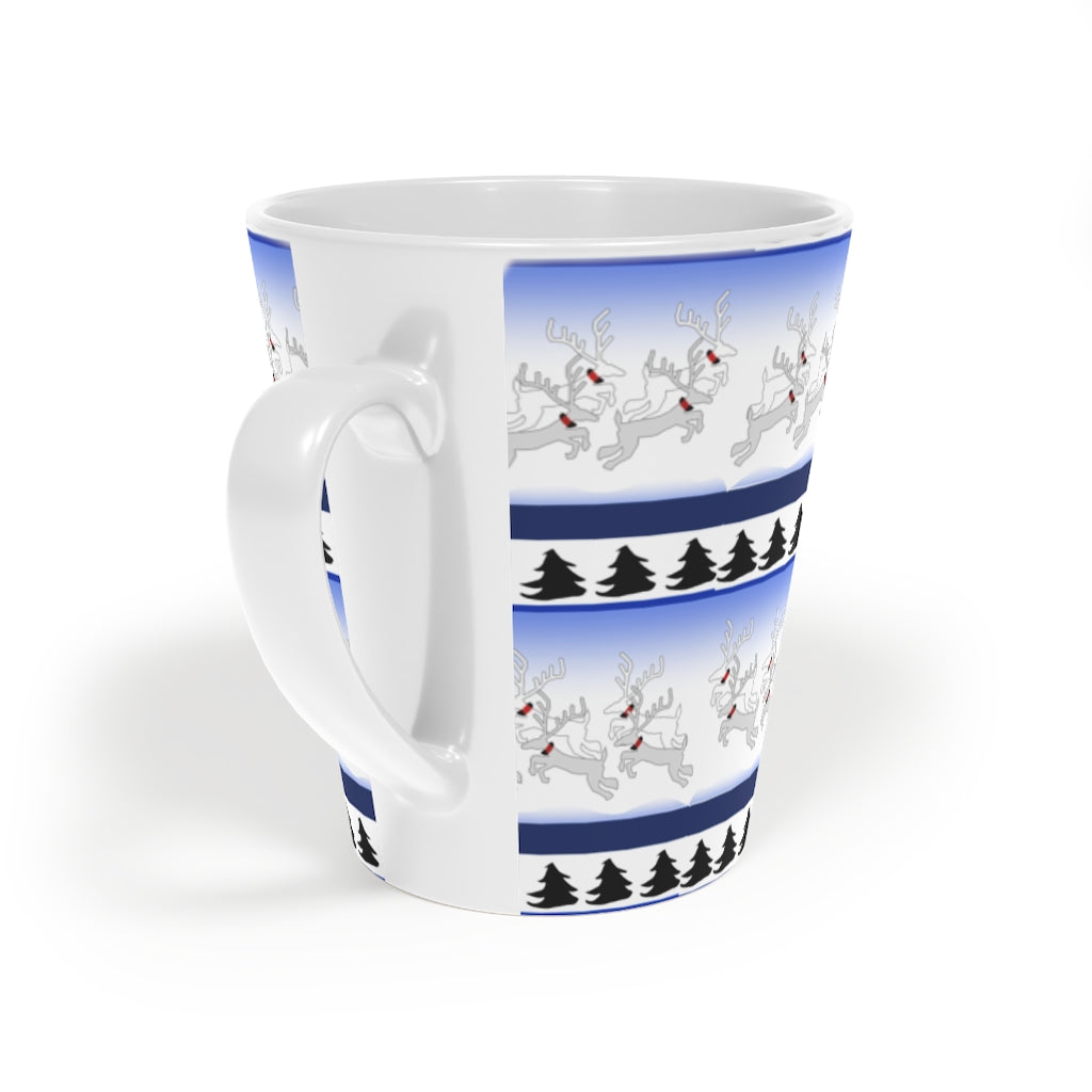 Reindeer Sweater Pattern Latte Mug, 12oz