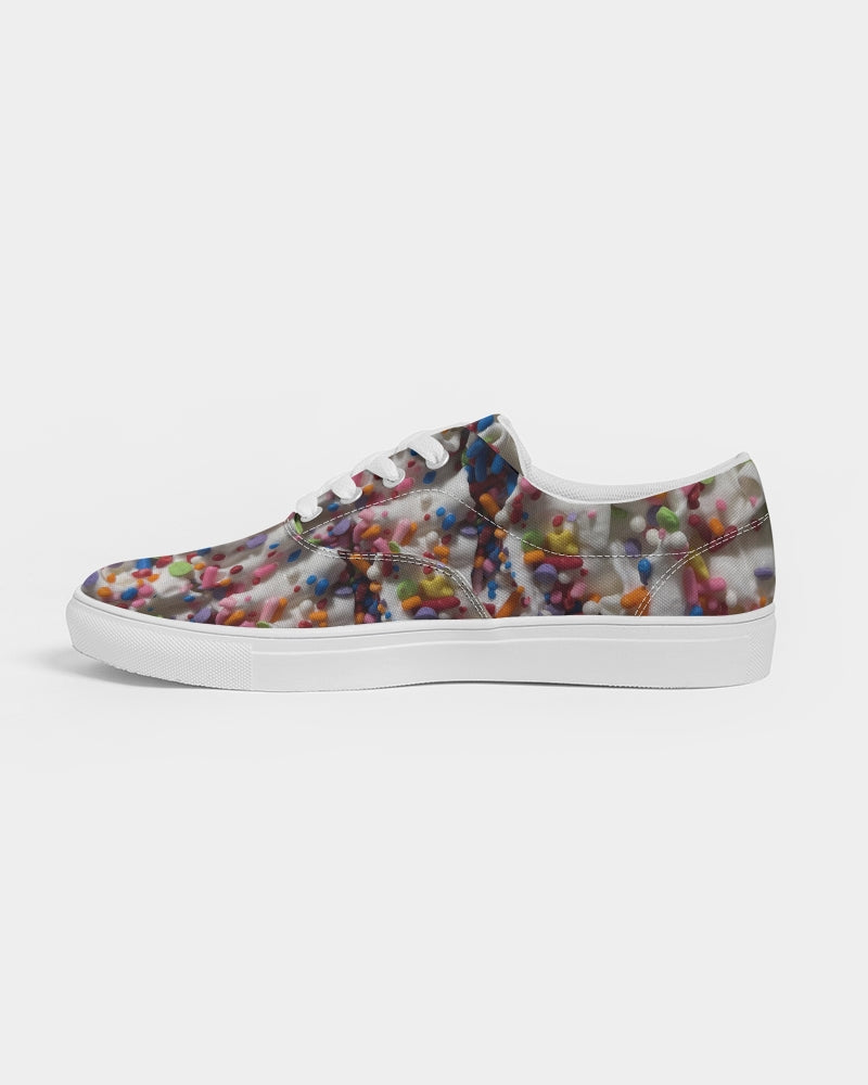 Rainbow Sprinkles On Whipped Cream Women's Lace Up Canvas Shoe