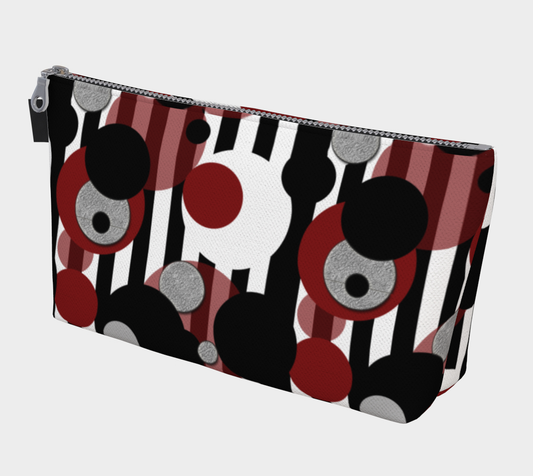 Black White Red Stripes Dots Makeup Bag